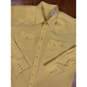 Malco Modes Vintage Western Pearl Snap Shirt Yellow XXL Tall USA Rodeo Cowboy